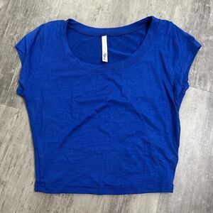 Cropped Cap Sleeve TShirt Blue Size Small